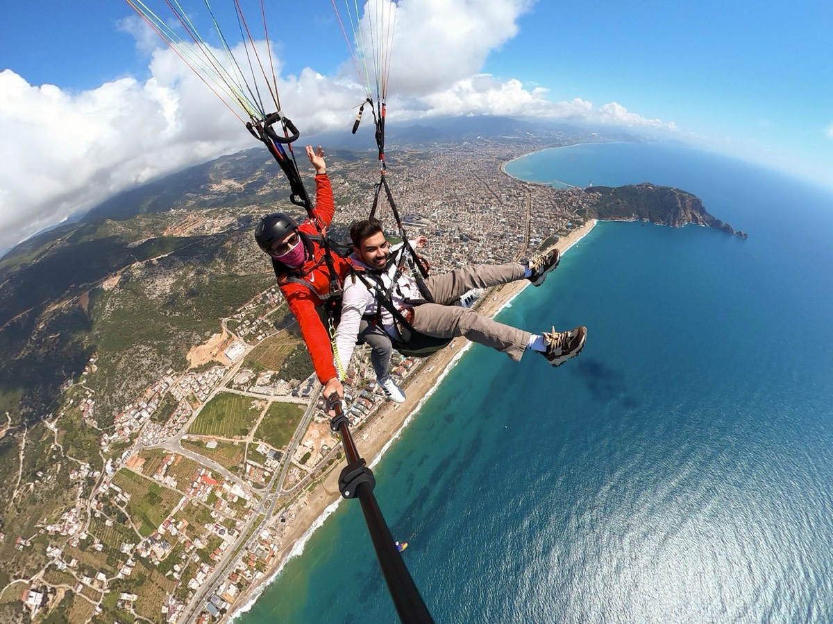 Paragliding over the Turkish coast